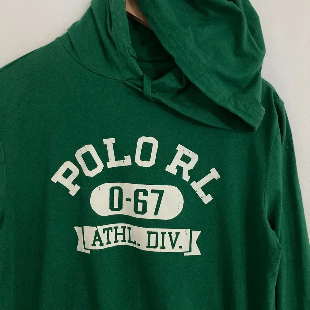 Polo Ralph Lauren Athl Div Hooded Shirt Men Size S Lightweight Logo Pullover Tee